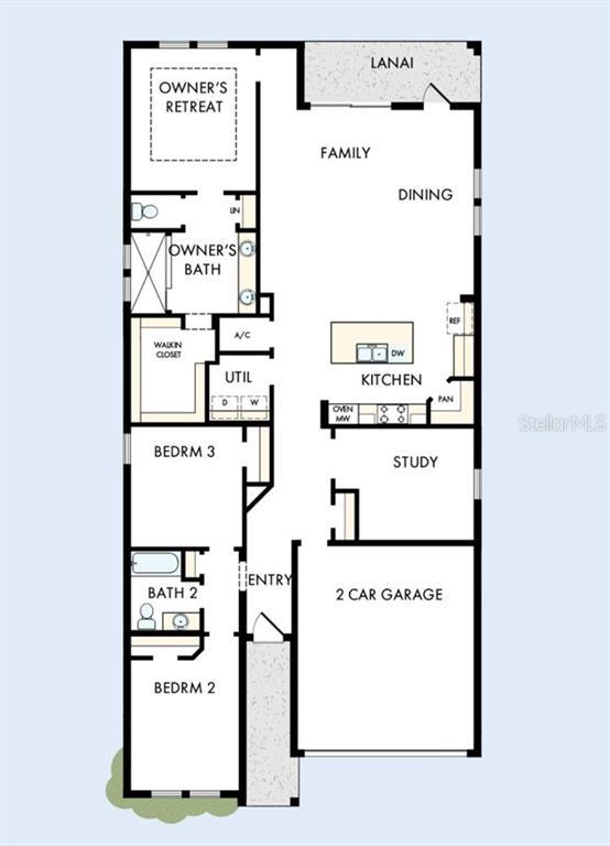 This is a floor plan for a single-story home with three bedrooms and a garage — 11808 FULL MOON LOOP, PARRISH, FL