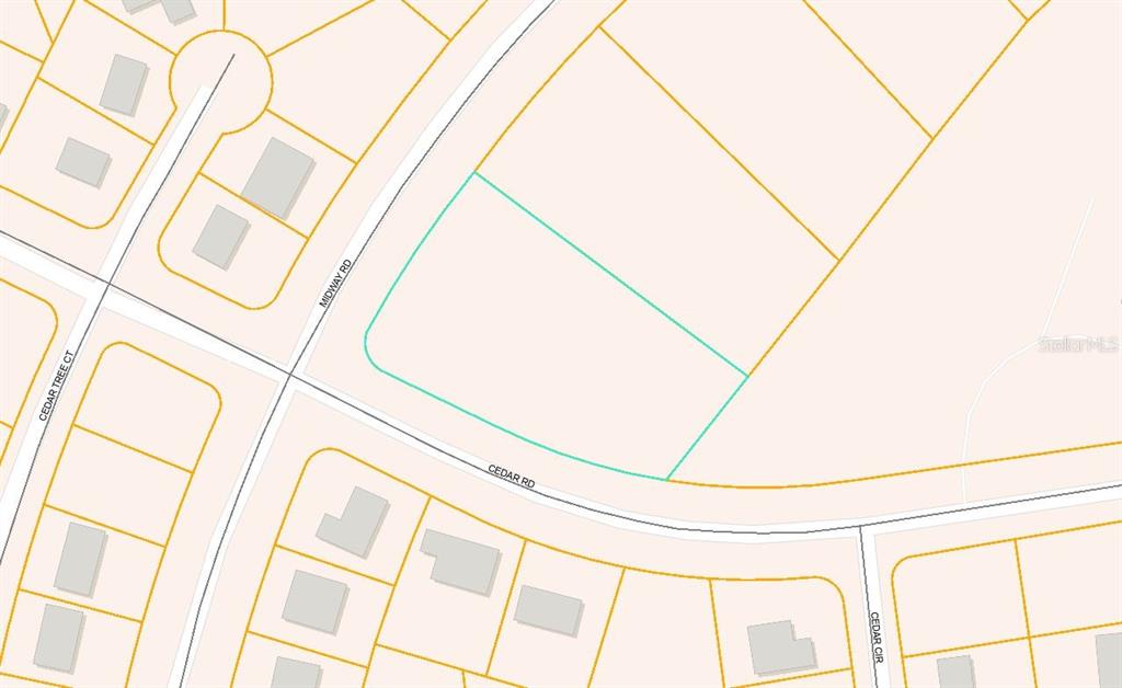 This is a map showing a vacant parcel of land highlighted in teal — MIDWAY ROAD, OCALA, FL