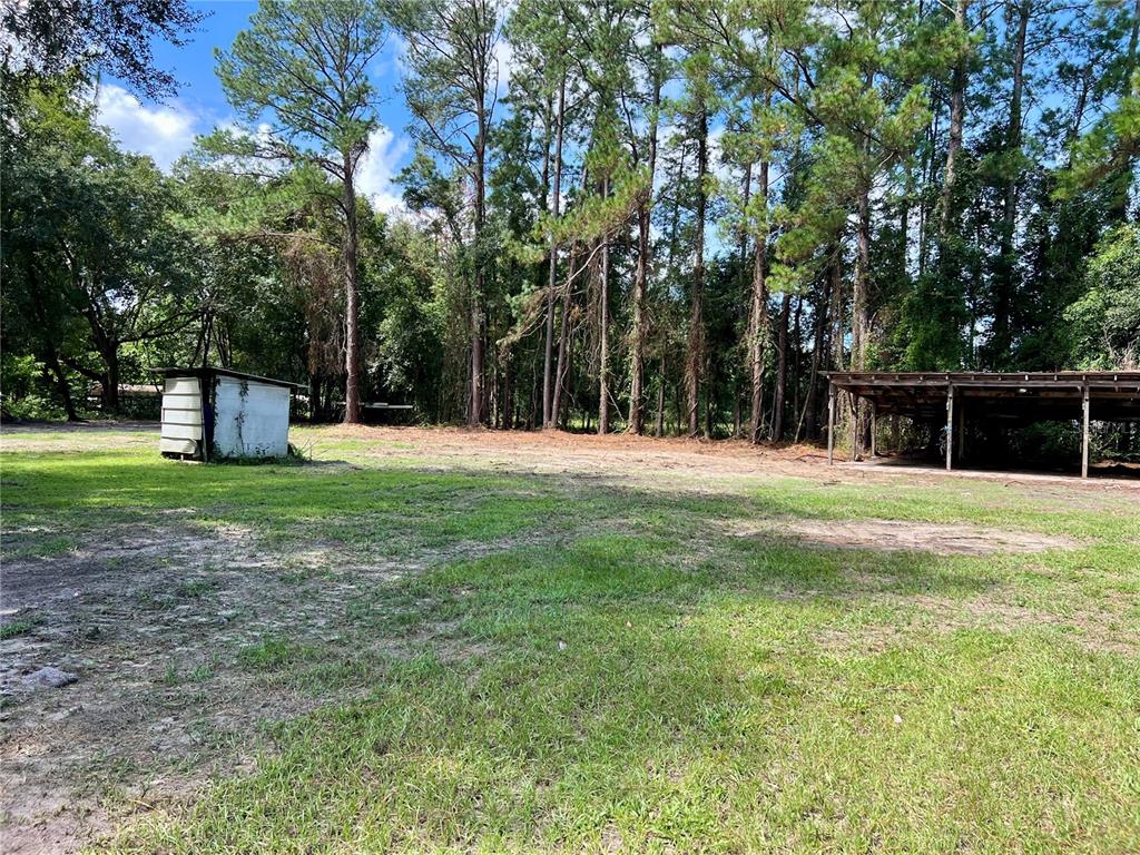 A yellow single-story house with a screened-in porch sits beneath a large oak tree — 11820 NW HIGHWAY 225, REDDICK, FL