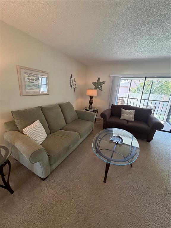 A living room features a light green sofa, a dark brown loveseat, and a glass-topped table — 204 WINDWARD PLACE UNIT 36, OLDSMAR, FL