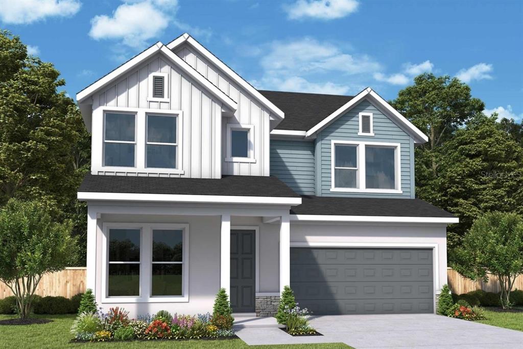 This is a digital rendering of a two-story suburban house with a two-car garage — 5166 CREEK SAND DRIVE, APOLLO BEACH, FL