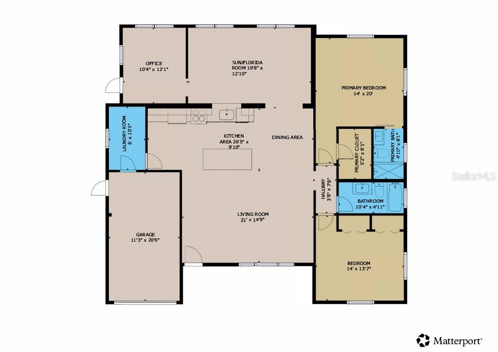 This is a floor plan showing the layout of a single-story residential home — 9975 41ST STREET N, PINELLAS PARK, FL