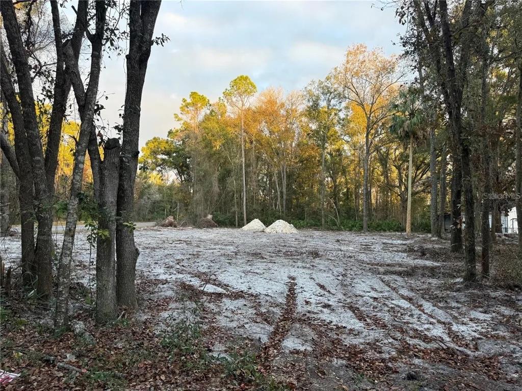 A cleared, sandy residential lot is surrounded by mature trees with two piles of dirt — TBD NW 110TH AVENUE, CHIEFLAND, FL