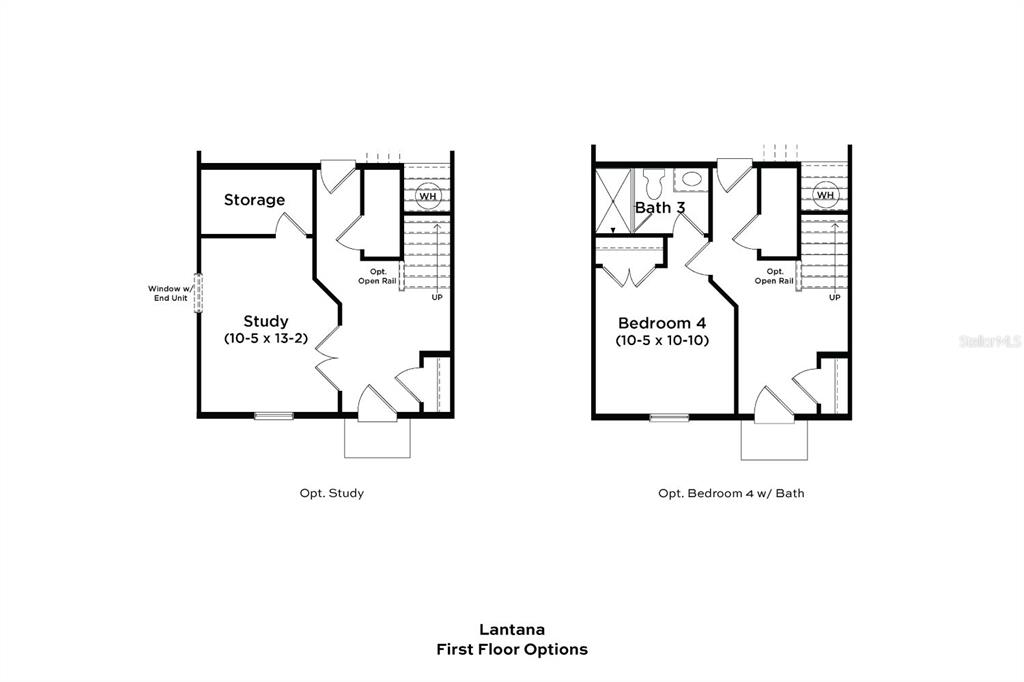 This floor plan shows two optional layouts for the first floor of a home — 15159 GROVESIDE ROAD, WINTER GARDEN, FL