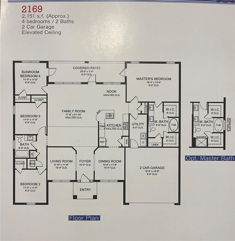 This is a floor plan for a four-bedroom, two-bathroom house with a two-car garage — 8744 SE 162ND STREET, SUMMERFIELD, FL