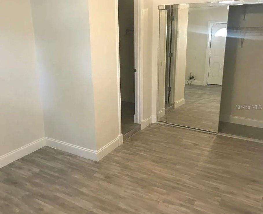 A room with light wood-look flooring, a mirrored closet, and an open doorway — 1200 EMERALDA RD, ORLANDO, FL
