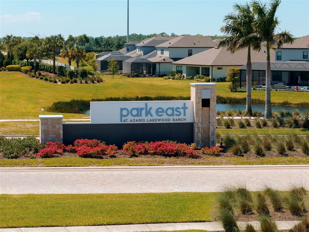 A stone and dark panel monument sign for Park East at Azario Lakewood Ranch — 16552 STAR GRASS CIRCLE, BRADENTON, FL