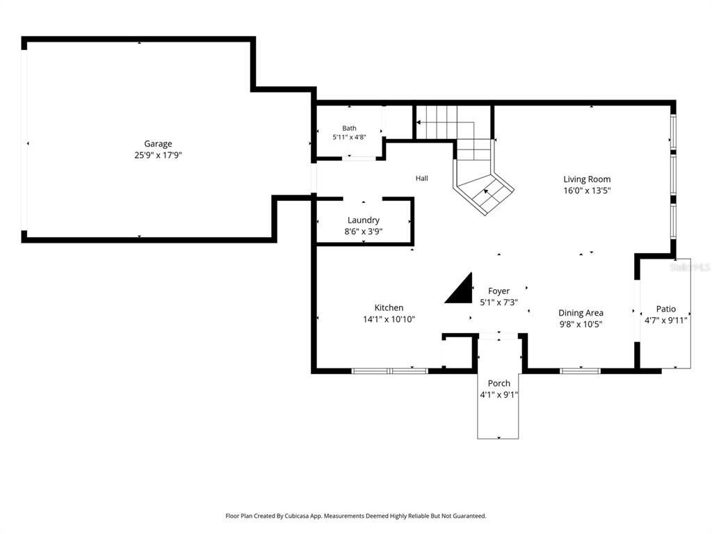 This is a floor plan of a home's main level featuring a garage and patio — 27642 PLEASURE RIDE LOOP, WESLEY CHAPEL, FL