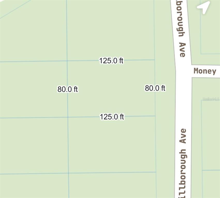 This is a map showing the dimensions of a rectangular plot of land — 905 E HILLSBOROUGH AVENUE, FLORAHOME, FL