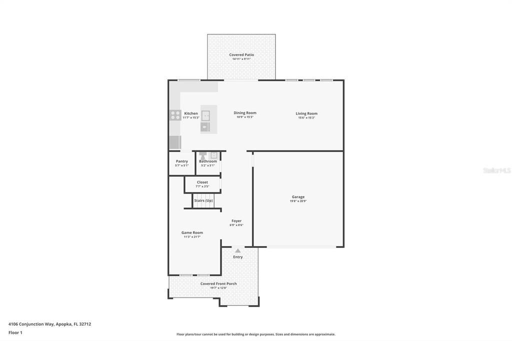 This is a floor plan for the first level of a house — 4106 CONJUNCTION WAY, APOPKA, FL