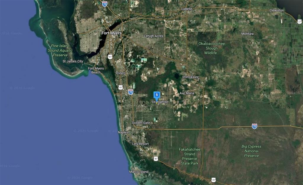 This map shows the location of a property in the Orangetree area near Naples, Florida — 2900 WILSON BLVD N, NAPLES, FL