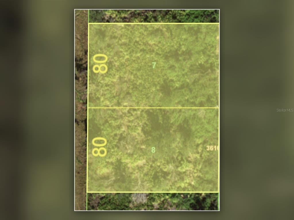 This is an aerial map showing two adjacent rectangular land parcels labeled 7 and 8 — 6346 SHAW STREET, ENGLEWOOD, FL
