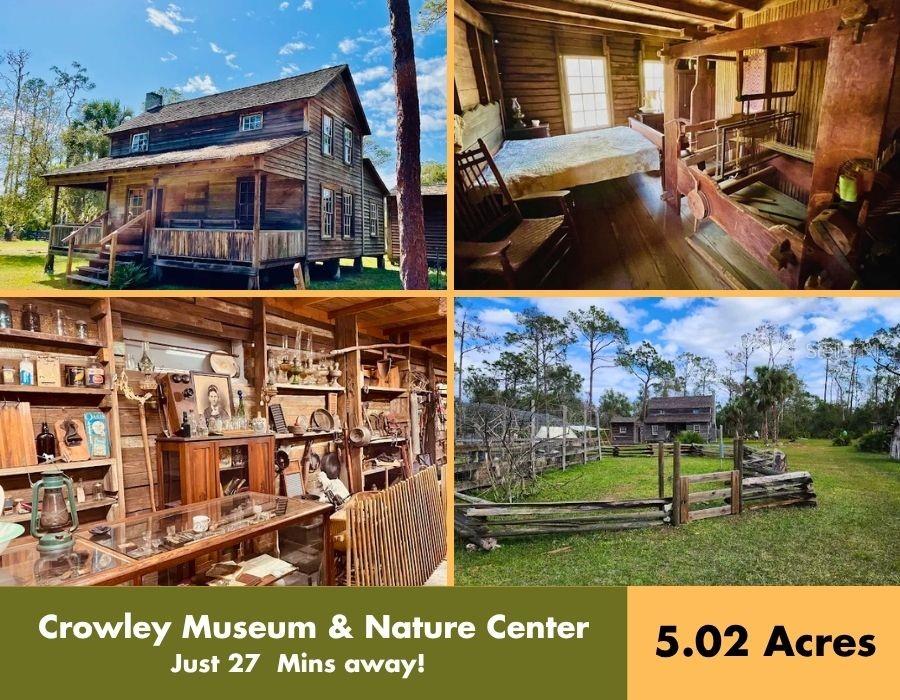 A collage shows a rustic wooden house, its interior rooms, and a fenced outdoor area — 4952 WAUCHULA ROAD, MYAKKA CITY, FL