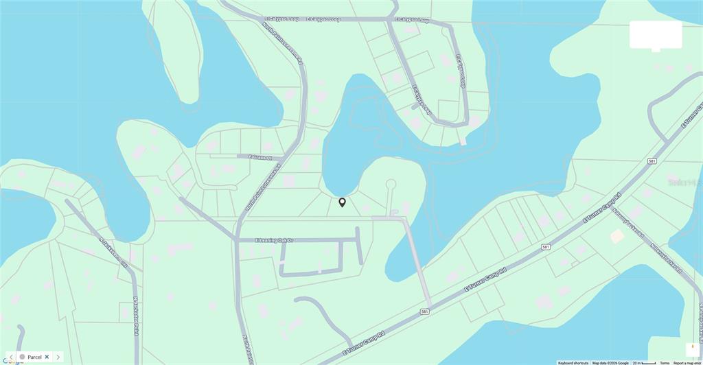 This is a map showing a residential area with roads and water features — 7089 E LEANING OAK DRIVE, INVERNESS, FL