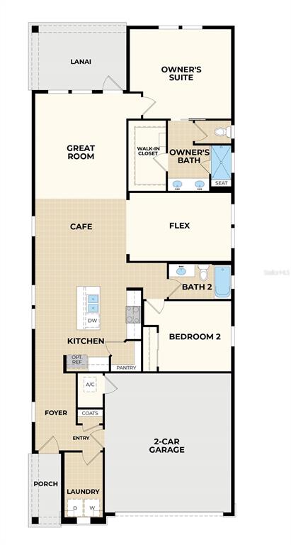 This is a floor plan for a single-story home featuring a two-car garage and lanai — 226 DAY DREAM DRIVE, ST AUGUSTINE, FL