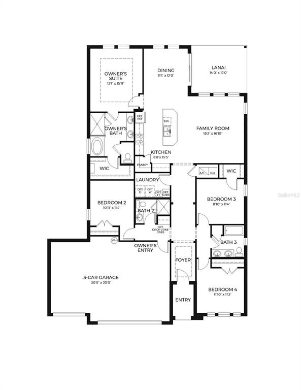 A hallway with light-colored walls, gray tile flooring, and three interior doors — 6930 AUDOBON OSPREY COVE, HARMONY, FL
