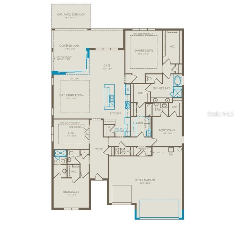 This is a floor plan for a single-story house featuring three bedrooms and a garage — 15000 CANOPY COVER DRIVE, WINTER GARDEN, FL