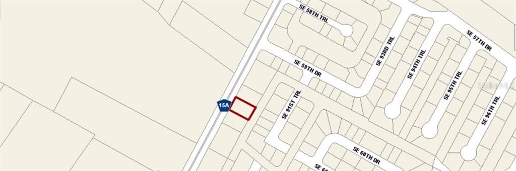 This is a map showing a highlighted rectangular property lot located next to a road — 6014 SE 86TH BOULEVARD UNIT 1, OKEECHOBEE, FL