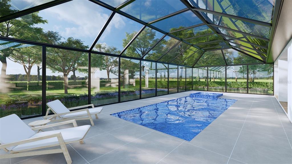 This is a rendering of an indoor pool room with a glass ceiling and walls — 91 S BRIG CIRCLE S, PLACIDA, FL