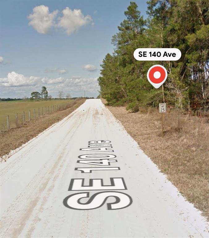 A dirt road stretches into the distance beside a fenced field and a wooded area — 11851 SE 138TH TERRACE, OCKLAWAHA, FL