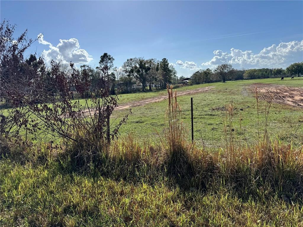 A view of a grassy, fenced pasture with a dirt path under a blue sky — 0 LA SALLE AVENUE, ST CLOUD, FL