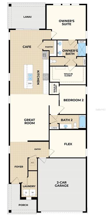 This is a floor plan for a single-story home with a two-car garage and lanai — 234 DAY DREAM DRIVE, ST AUGUSTINE, FL