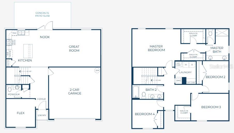 This floor plan shows a two-story house with a garage, four bedrooms, and multiple bathrooms — 314 BOWFIN LANE, POINCIANA, FL