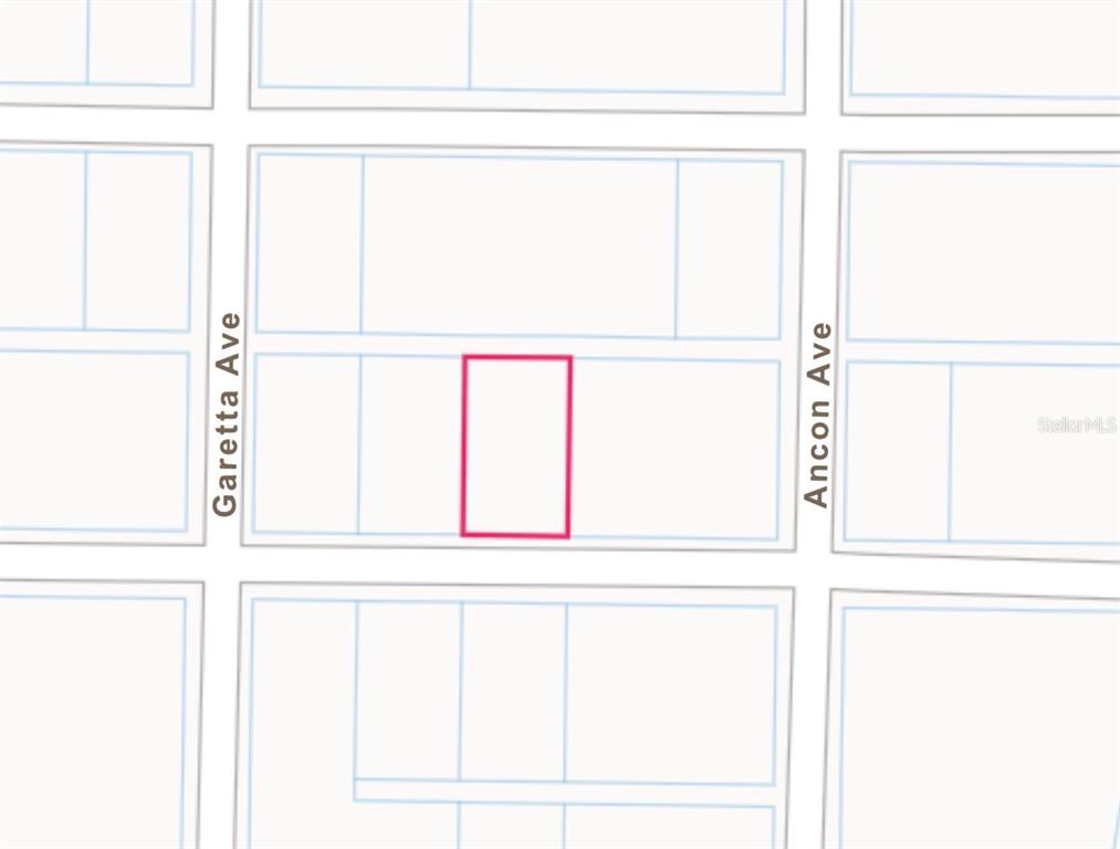 This is a map showing a highlighted property lot between Garetta Avenue and Ancon Avenue — 35415 HOLMES STREET, WEBSTER, FL