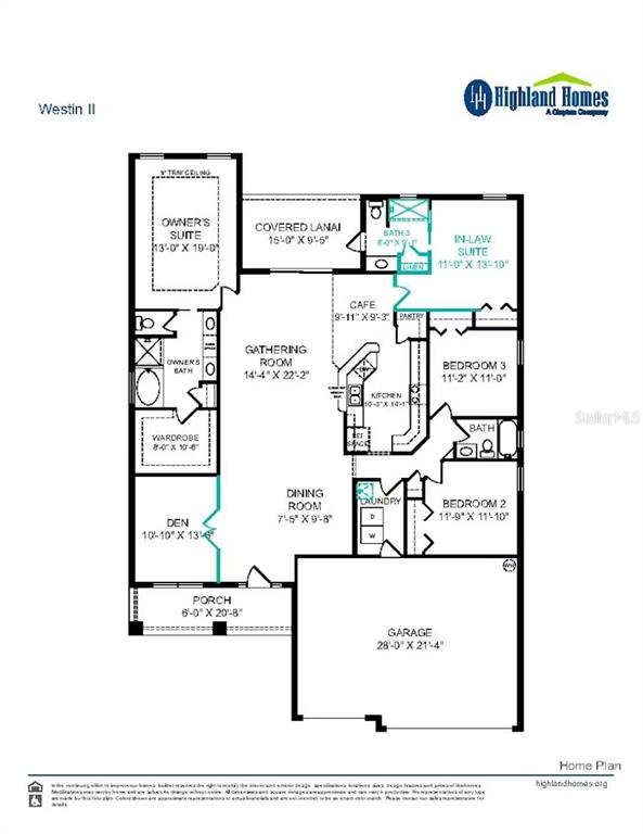 This is a floor plan for a single-story residential home labeled Westin II — 6917 163RD DRIVE E, PARRISH, FL