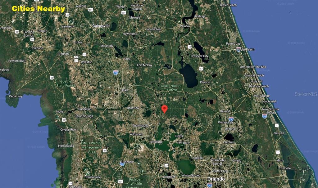 This is a map showing the location of a property in central Florida — 21175 SE 142ND LANE, UMATILLA, FL