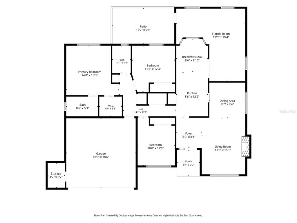 This is a floor plan for a single-story house with three bedrooms and a garage — 2501 MARINER BOULEVARD, SPRING HILL, FL