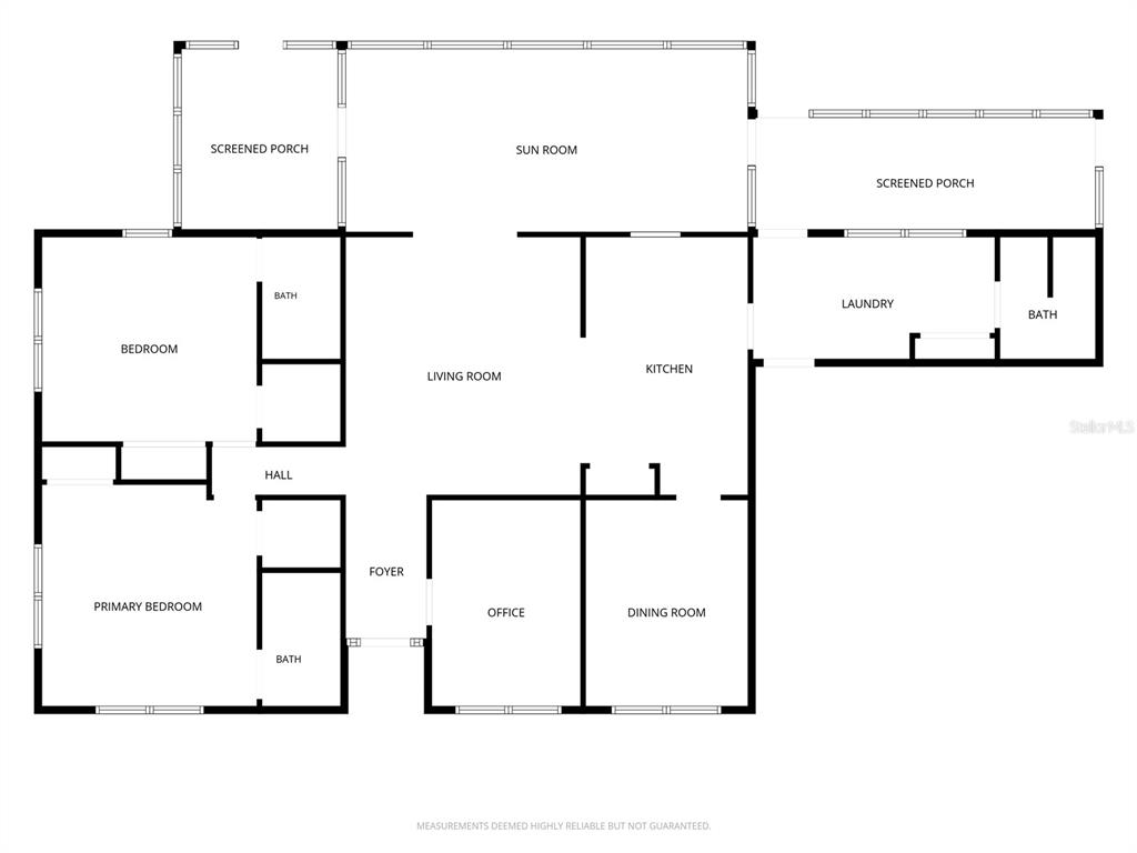 This is a floor plan of a house featuring a living room, kitchen, and two porches — 3704 THONOTOSASSA ROAD, PLANT CITY, FL