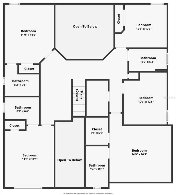 This is a floor plan of a house's second level featuring five bedrooms and four bathrooms — 206 VIOLA DRIVE, DAVENPORT, FL