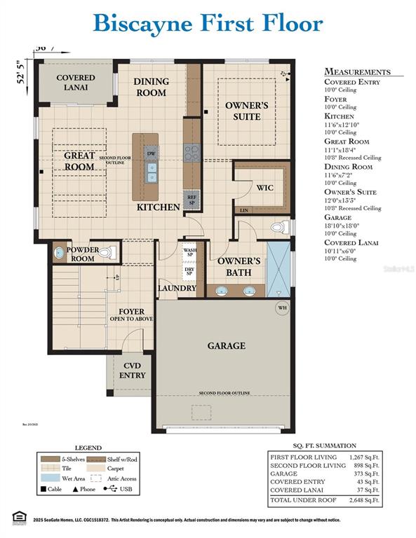 This floor plan shows the first level of a home with an attached garage — 124 BEACHVIEW DRIVE, ORMOND BEACH, FL