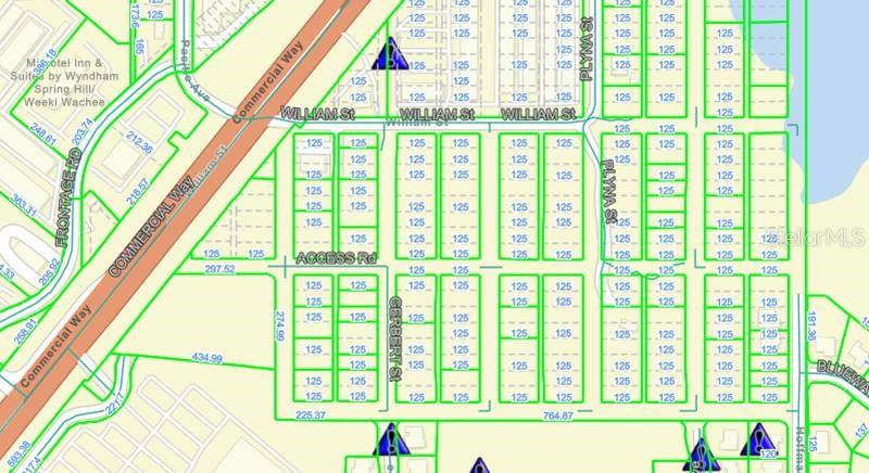 This is a digital map showing a grid of residential land parcels and street layouts — Lot 2 GERBERT STREET, SPRING HILL, FL