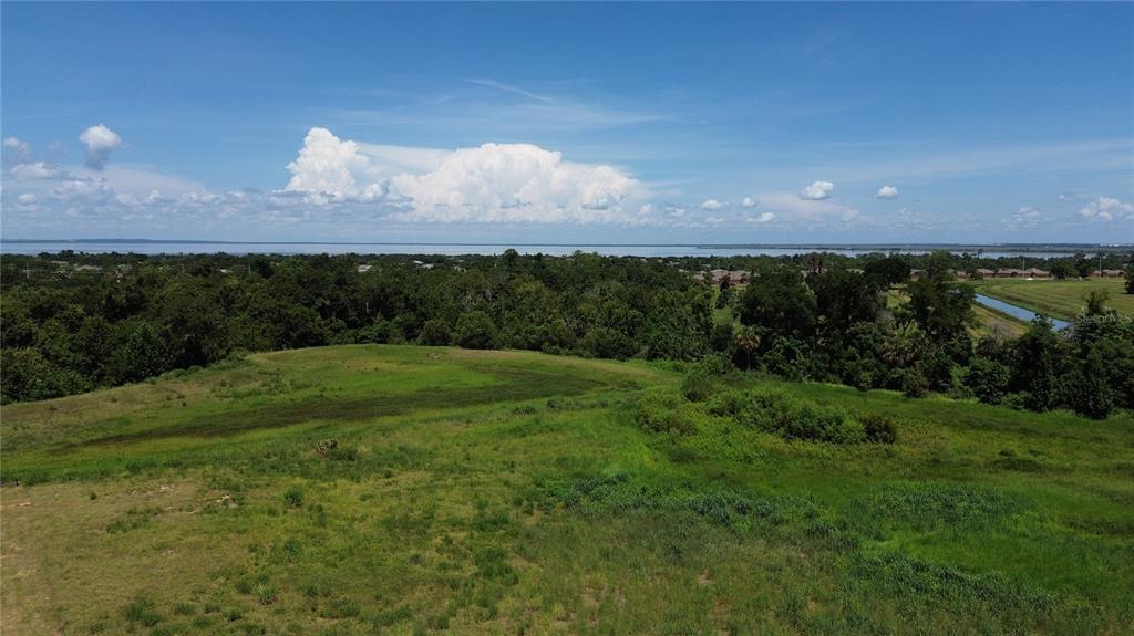 An aerial view of a grassy, undeveloped lot with trees and a distant body of water — FOUNTAINS WEST BOULEVARD, OCOEE, FL
