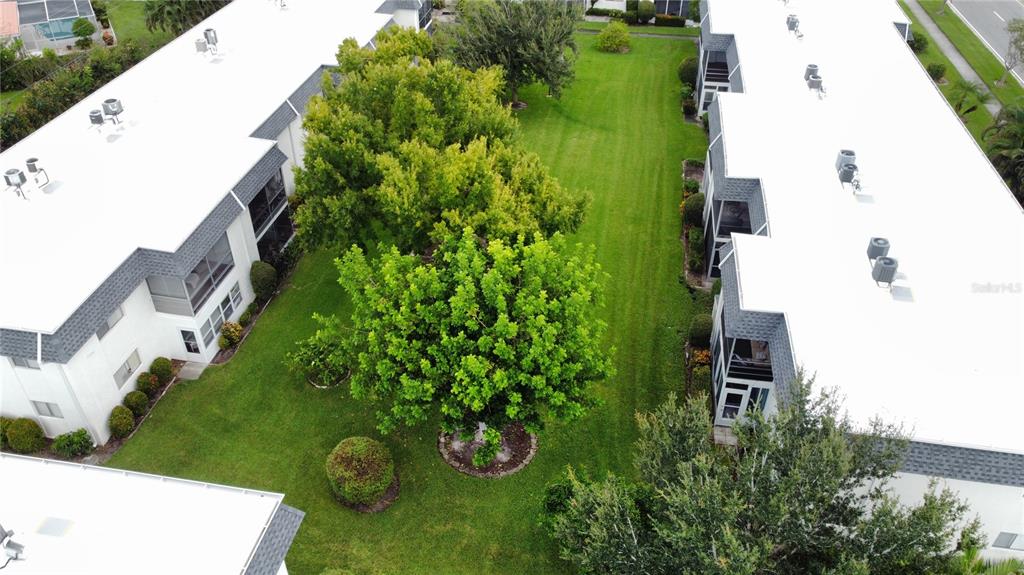 An exterior view of a two-story apartment building with a red shingled roof — 3606 BENEVA ROAD UNIT 504, SARASOTA, FL