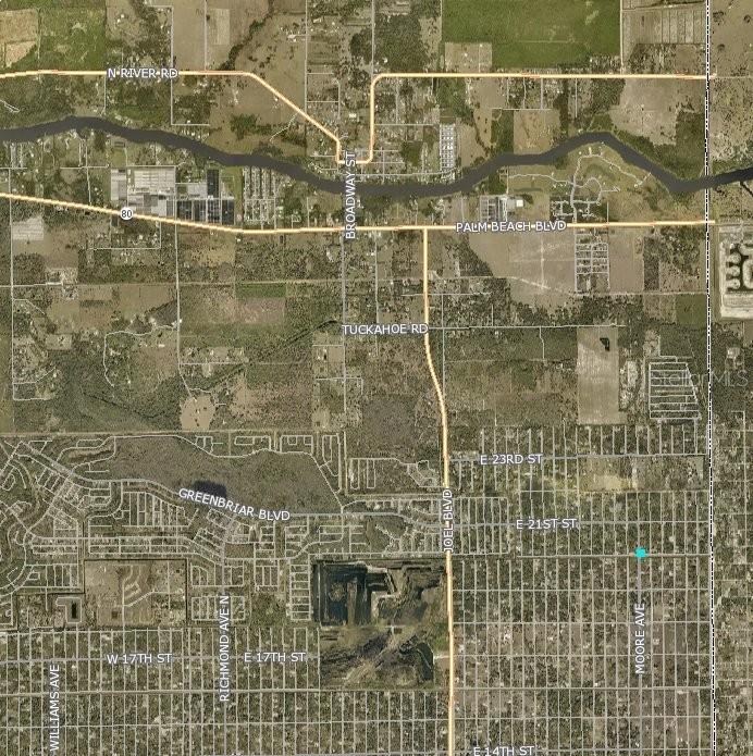 This is an aerial map showing streets and residential areas in a suburban landscape — 4001 E 20 STREET, ALVA, FL