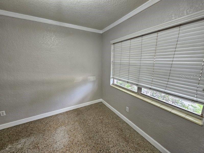 An empty room with gray walls, beige carpet, and a window with white horizontal blinds — 212 S CHURCH AVENUE UNIT 107, TAMPA, FL