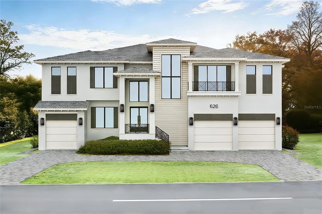 This is a detailed floor plan of a multi-bedroom residential home with wood-look flooring — 626 DANUBE AVENUE, TAMPA, FL