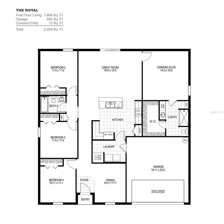This is a floor plan for a single-story house featuring four bedrooms and a garage — 1219 INVERNESS STREET, PORT CHARLOTTE, FL