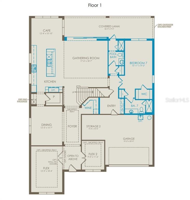 This is a floor plan for the first level of a residential home — 16920 LONE OAK CIRCLE, ORLANDO, FL