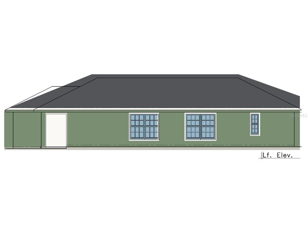 This is a digital rendering of the left exterior elevation of a green house — 1637 SW 2ND STREET, OCALA, FL