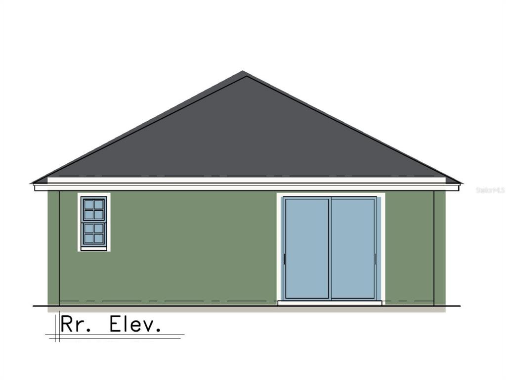 This is a digital architectural rendering of the rear exterior elevation of a house — 1637 SW 2ND STREET, OCALA, FL