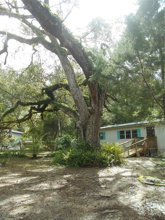 A mobile home exterior features a wooden ramp leading to the front entrance — 20425 NE 143RD STREET, SALT SPRINGS, FL