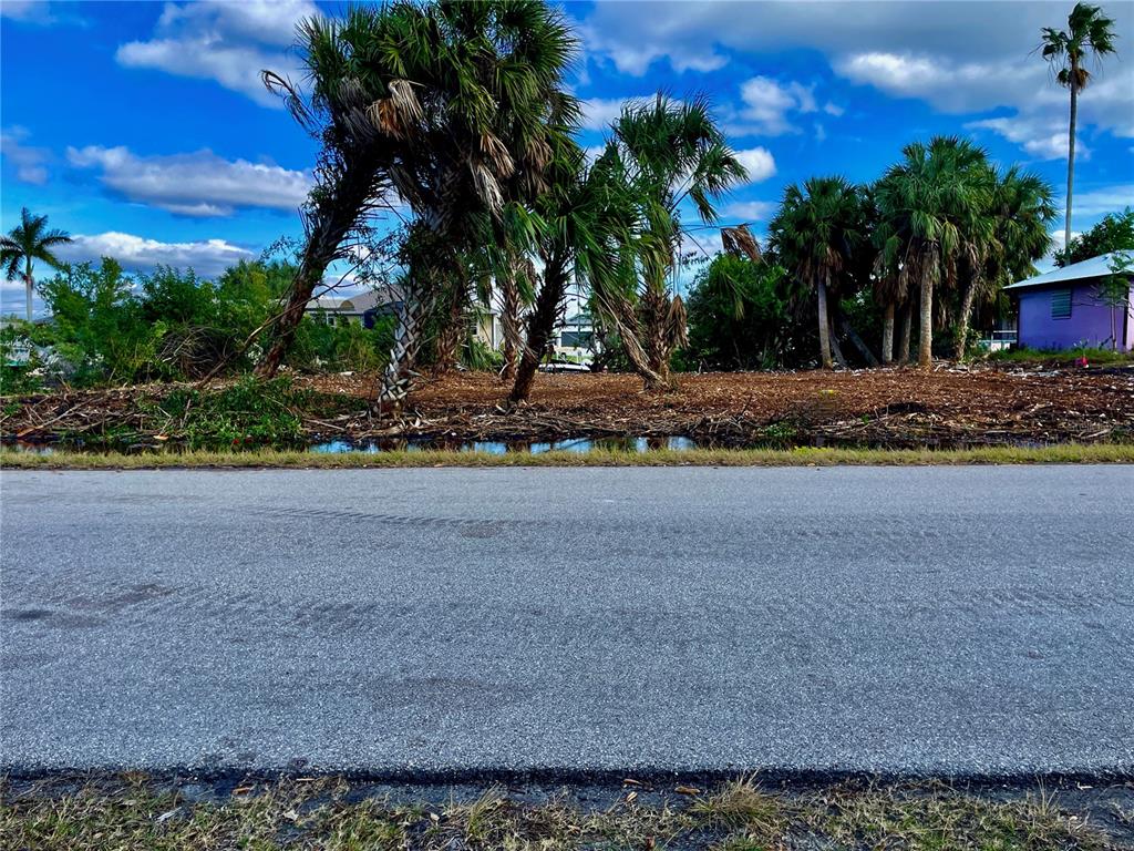 A vacant, cleared lot with palm trees and a small ditch along the road — 4114 PALM DRIVE, PUNTA GORDA, FL