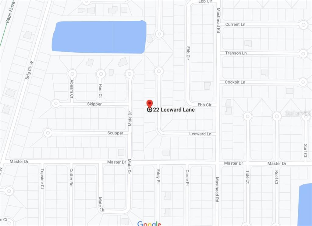 This is a map showing the location of a property on Leeward Lane — 22 LEEWARD LANE, PLACIDA, FL