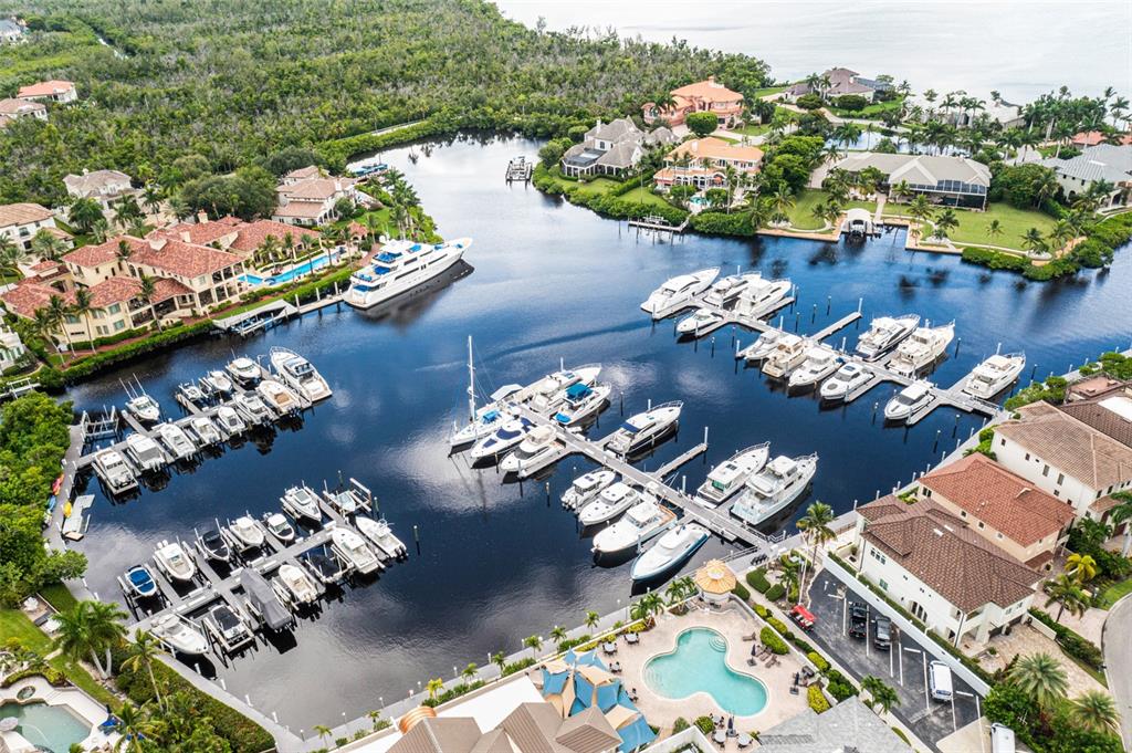 An aerial view shows two large houses surrounded by dense trees near tennis courts — 13881 BLENHEIM TRAIL ROAD, FORT MYERS, FL