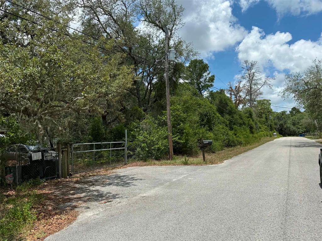 A gated entrance leads to a wooded, undeveloped lot along a paved road — 10051 WADDELL STREET, NEW PORT RICHEY, FL