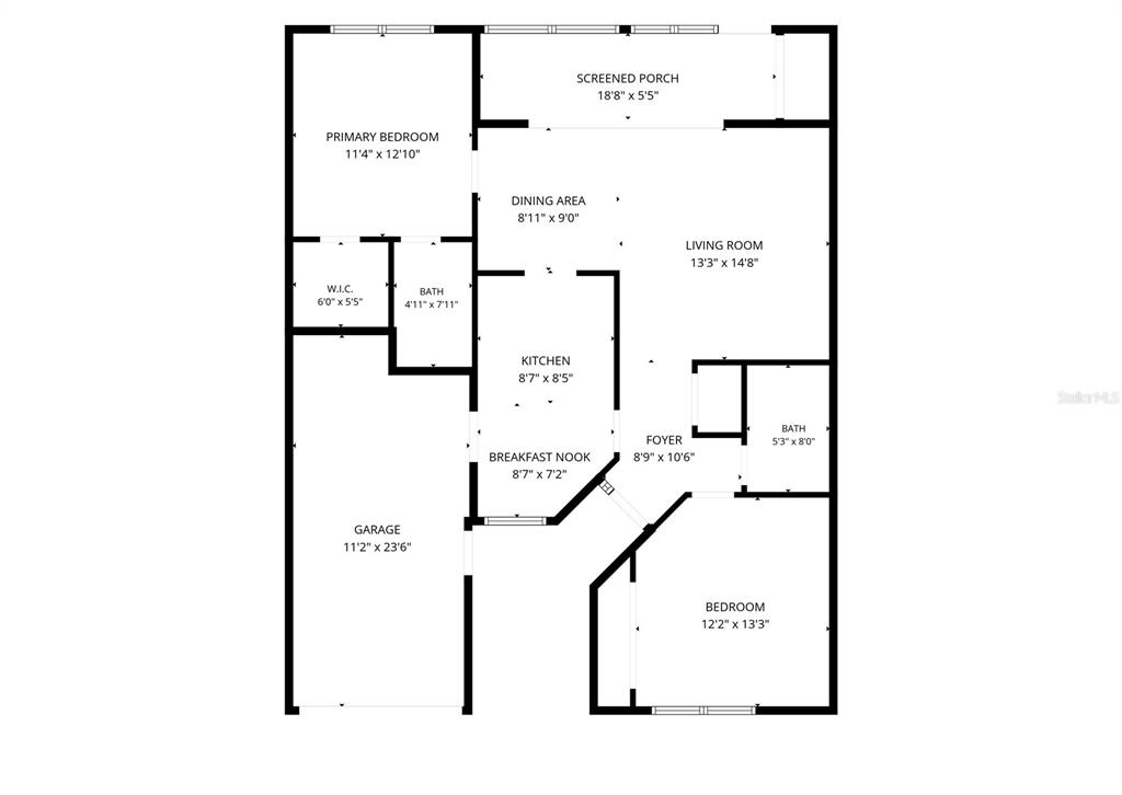 This is a floor plan for a two-bedroom home with a garage and screened porch — 6591 BRAMBLELEAF DRIVE, SPRING HILL, FL